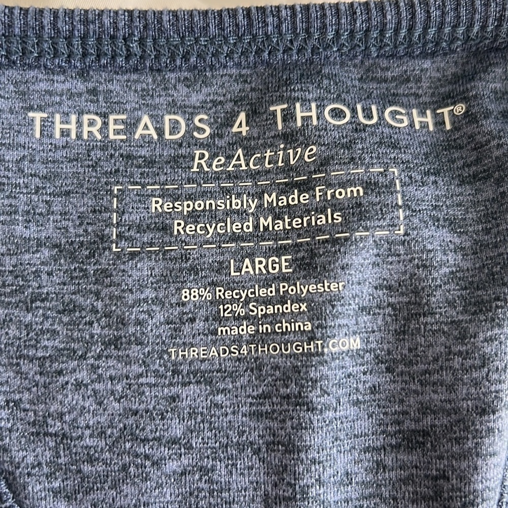 Threads 4 Thought ReActive Ribbed Crop Tank Top Navy Blue Large NWT Racerback - Picture 10 of 11